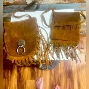 2 handmade leather shoulder bags